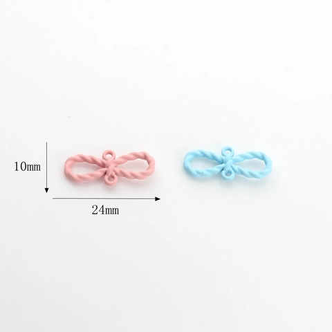 Mini Alloy Bowknot Jewelry Connectors Candy Color Spray Paint Twisted Bow Pendants For DIY Necklace Bracelet Earring Making
