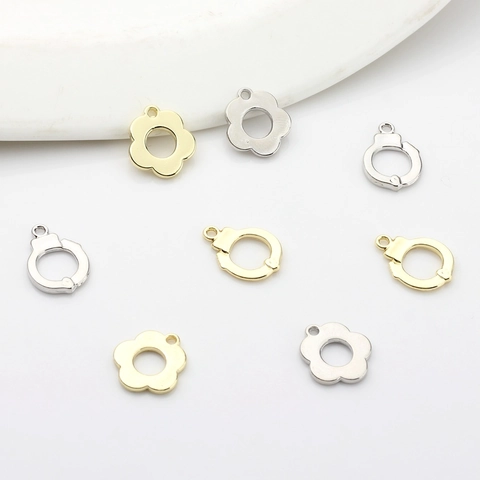 Simple Alloy Flower Handcuff Hollow Charms Electroplated Gold Silver Pendants For DIY Bracelet Necklace Jewelry Making