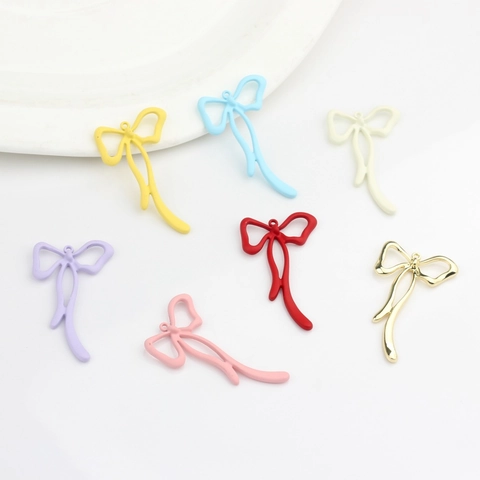 Pendentifs Nœud Papillon en Alliage de Zinc Accessoires de Bijoux DIY Peints Électroplaqués Breloques Nœud pour Boucles d'Oreilles Collier Femme
