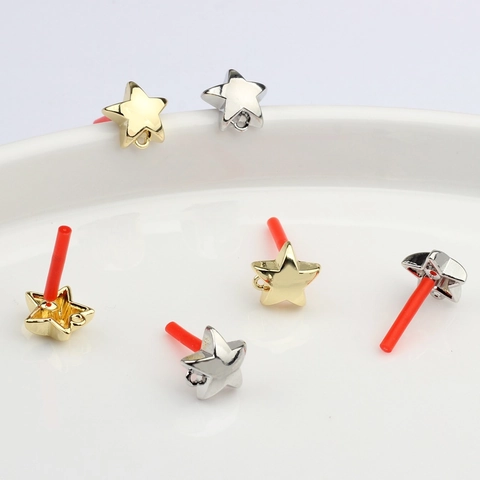 Clous d'Oreilles Forme d'Étoile Accessoires Bijoux DIY Avec Tige en Argent Sterling 925 Alliage Métal Composant