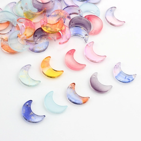Träumerische Mondförmige Polierte Kristallglasperlen Verlaufsfarben Lose Perlen DIY Schmuckzubehör Für Halsketten Ohrringe