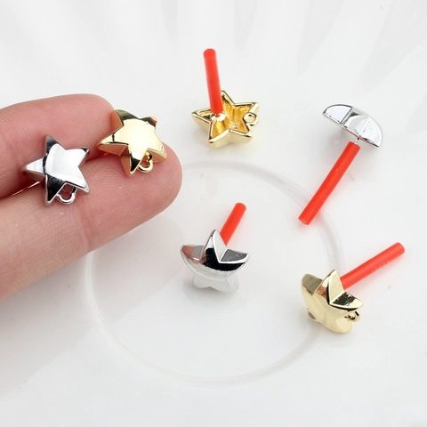 Clous d'Oreilles Forme d'Étoile Accessoires Bijoux DIY Avec Tige en Argent Sterling 925 Alliage Métal Composant