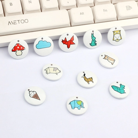 Round Resin Pendants Animal Origami Geometric Pattern For DIY Earring Jewelry Making Accessory Craft Supplies