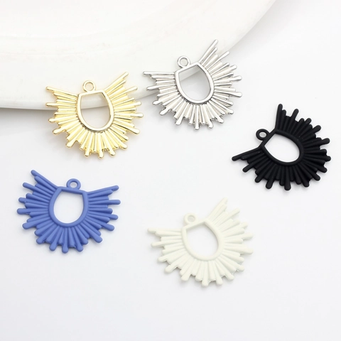 Geometric Sun Fan Shaped Zinc Alloy Pendants For DIY Jewelry Making Earrings Necklace Accessories Retro Electroplated Findings