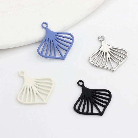 Zinc Alloy Ginkgo Leaf Hollow Fan Shaped Pendant DIY Jewelry Accessories For Earrings Necklace Making Painted DIY Charms