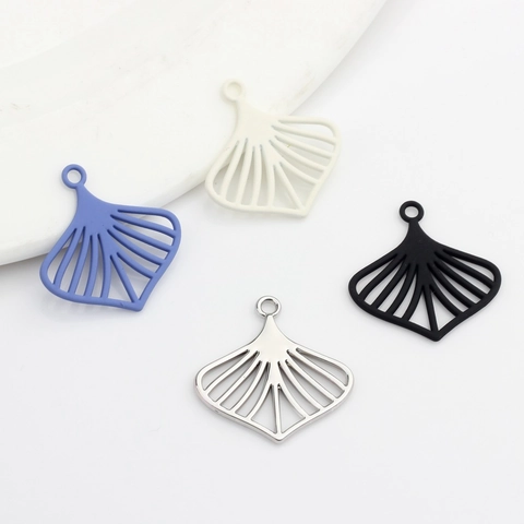 Zinc Alloy Ginkgo Leaf Hollow Fan Shaped Pendant DIY Jewelry Accessories For Earrings Necklace Making Painted DIY Charms