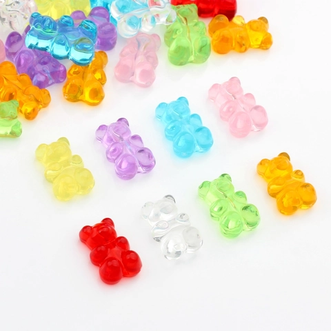 Cute Candy Color Resin Gummy Bear Charms For DIY Jewelry Making Translucent Jelly Bear Pendants For Handmade Earrings