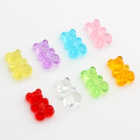 Cute Candy Color Resin Gummy Bear Charms For DIY Jewelry Making Translucent Jelly Bear Pendants For Handmade Earrings