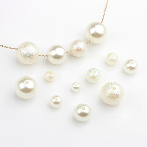 Cuentas de Perlas Artificiales Redondas de Resina Acrílica Iridiscentes Esmeriladas Lisas Colgantes Sueltos para Joyería DIY