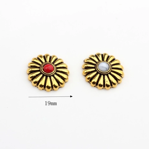 Vintage Alloy Daisy Flower Jewelry Findings Antique Gold Sunflower Buttons For Earrings Bag DIY Crafts Decorative Parts