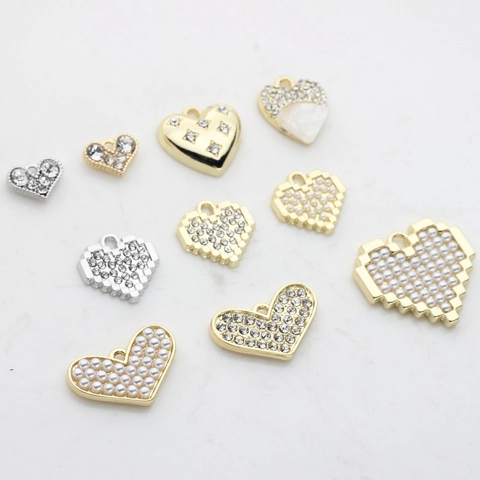 Pendentifs Cœur en Alliage de Zinc Avec Strass et Künstliche Perles d'Imitation pour la Fabrication de Bijoux DIY Accessoires à la Main