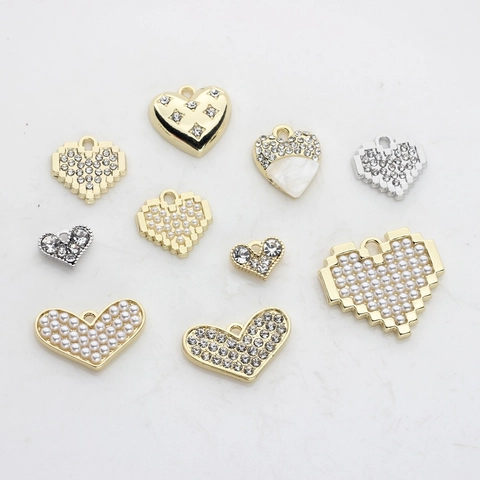 Pendentifs Cœur en Alliage de Zinc Avec Strass et Künstliche Perles d'Imitation pour la Fabrication de Bijoux DIY Accessoires à la Main