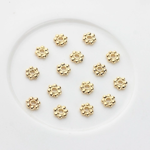 14K Gold Plated Copper Flower Snowflake Spacer Beads Jewelry Making DIY Accessory For Necklace Bracelet Earring Women