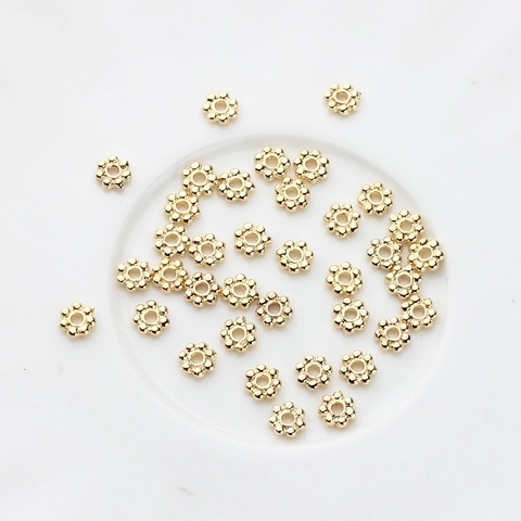 14K Gold Plated Copper Flower Snowflake Spacer Beads Jewelry Making DIY Accessory For Necklace Bracelet Earring Women