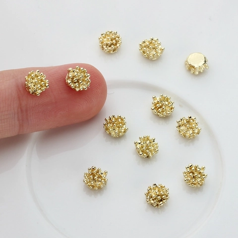 Gold Plated Alloy Flower Stamen Earring DIY Findings Granular Texture Sea Urchin Style Jewelry Making Crafting Components