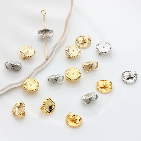Earring Backs Flower Shape Butterfly Clutch Earring Nuts Gold Silver Plated Copper Earnuts For DIY Jewelry Making Accessories