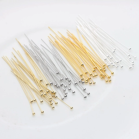 Electroplated Copper Ball Head Pins Color Retaining Antioxidant DIY Findings For Earrings Necklaces Jewelry Making