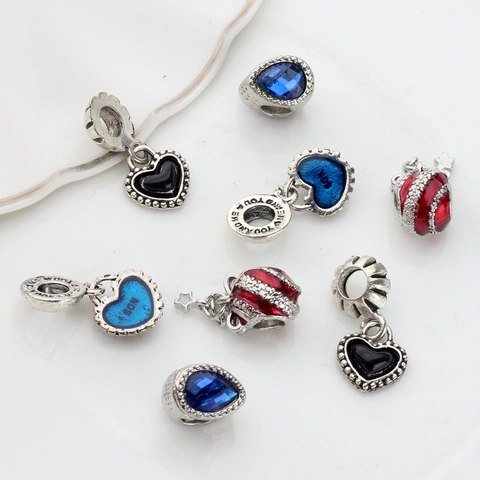 Pendentifs en Alliage de Zinc Goutte d'Huile Forme de Cœur Perles Grands Trous pour DIY Collier Bracelet Bijoux Strass Perle Artificielle