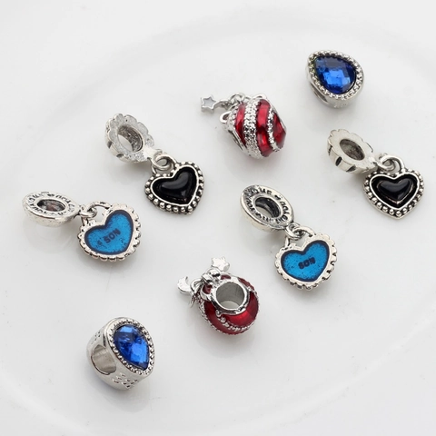 Pendentifs en Alliage de Zinc Goutte d'Huile Forme de Cœur Perles Grands Trous pour DIY Collier Bracelet Bijoux Strass Perle Artificielle