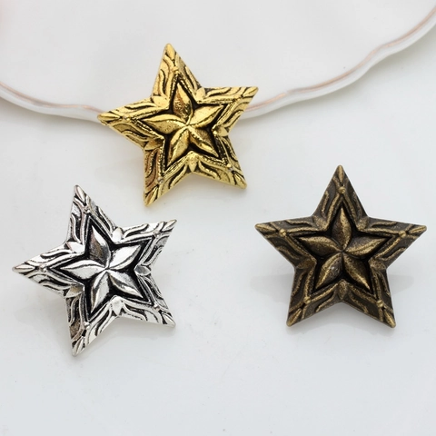 Vintage Alloy Star Shaped Buttons DIY Jewelry Accessories Embossed Star Pendants For Earrings Hair Rope Clothing Decoration