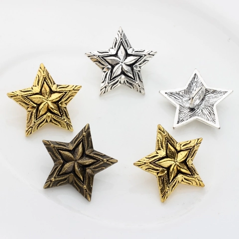 Vintage Alloy Star Shaped Buttons DIY Jewelry Accessories Embossed Star Pendants For Earrings Hair Rope Clothing Decoration
