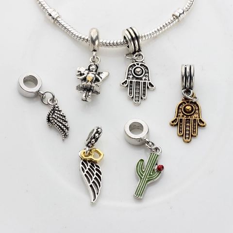 Zinc Alloy Enamel Cactus Hamsa Hand Wings Angel Charms For DIY Jewelry Making Necklaces Bracelets Accessories Findings Pendants For Women