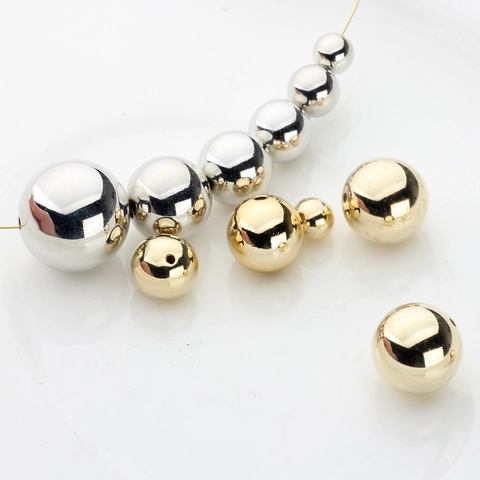 CCB Smooth Round Spacer Beads Gold Silver Plated DIY Loose Beads For Jewelry Making Necklace Bracelet Craft Accessory