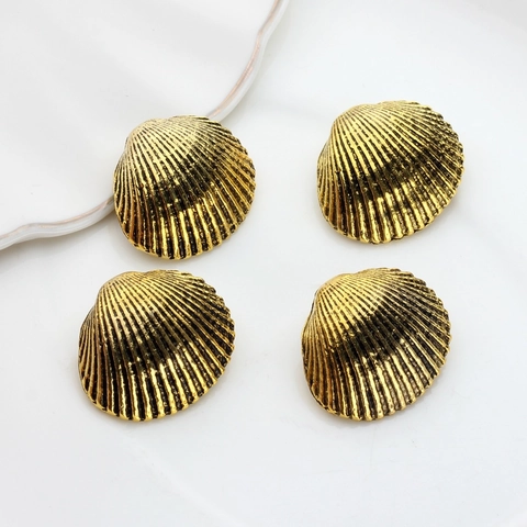 Vintage Scallop Shell Button Zinc Alloy DIY Jewelry Accessories Gold Plated Decorative Metal Findings For Earrings Clips