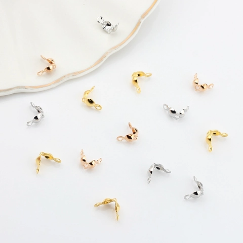 8mm Zinc Alloy Calotte Ends Bead Tips DIY Jewelry Connector Clasp Findings For Necklace Bracelet Making Gold Silver Bronze