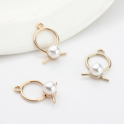 DIY Zinc Alloy Geometric Hollow Circle Artificial Pearl Pendant For Earring Bracelet Making Elegant Women Jewelry