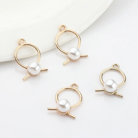 DIY Zinc Alloy Geometric Hollow Circle Artificial Pearl Pendant For Earring Bracelet Making Elegant Women Jewelry