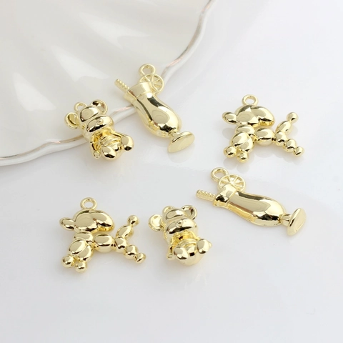 Cute Enamel Zinc Alloy Charms Gold Plated Balloon Dog Bear Cocktail Glass Pendants For DIY Jewelry Making Necklaces Bracelets