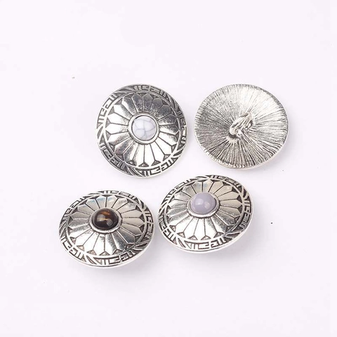 Vintage Zinc Alloy Flower Concho Round Decorative Button Earring Findings DIY Jewelry Making Accessories With Artificial Stone