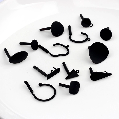 Matte Black Zinc Alloy Geometric Earring Findings For DIY Jewelry Making Round Teardrop Earring Posts Hooks Material