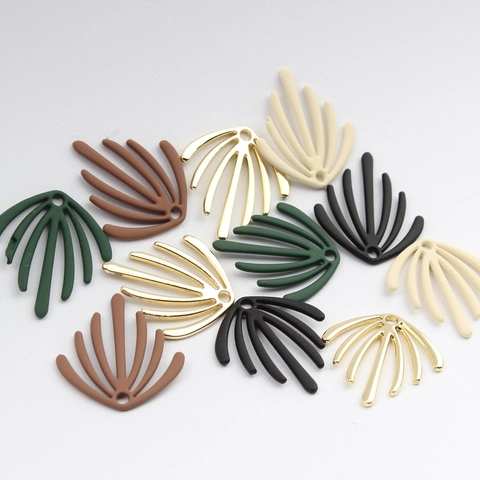 Irregular Seaweed Leaf Shape Zinc Alloy Pendants For DIY Jewelry Making Findings Earring Accessories Painted Electroplated