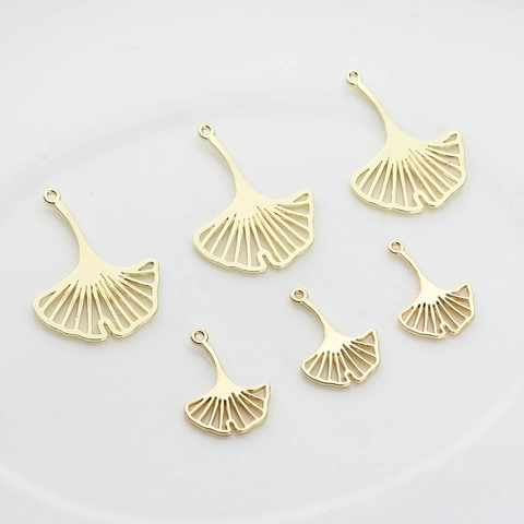 Zinc Alloy Ginkgo Leaf Pendant Charms Hollow Gold Plated Metal Leaf For DIY Earrings Necklace Jewelry Making Findings