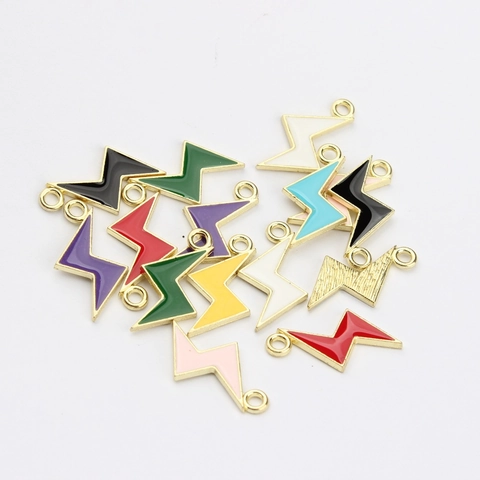 Colorful Zinc Alloy Lightning Bolt Enameled Pendants DIY Jewelry Making Earring Necklace Charms Accessories For Men Women