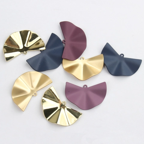 Minimalist Fan Shaped Pleated Zinc Alloy Earring Charms DIY Geometric Wave Pendants Jewelry Findings For Handmade Earring Making