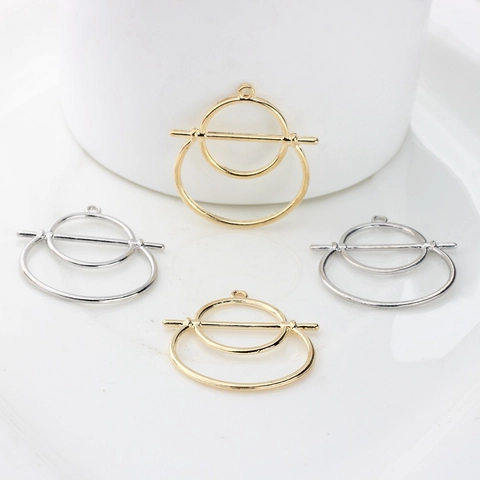 Colgante Conector de Joyería de Doble Anillo de Aleación de Zinc Geométrico Accesorios de Bricolaje para Pendientes Collares Piezas de Metal Galvanizado