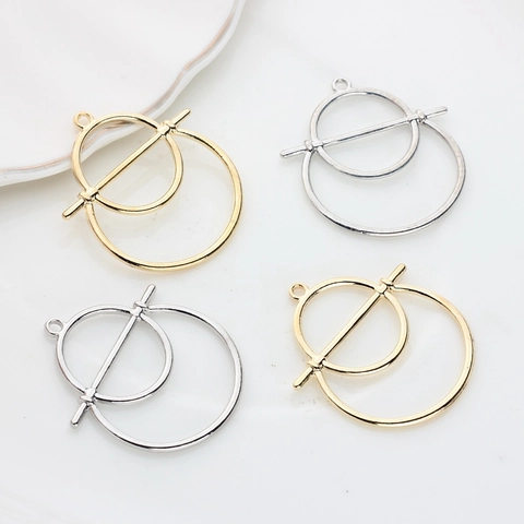 Colgante Conector de Joyería de Doble Anillo de Aleación de Zinc Geométrico Accesorios de Bricolaje para Pendientes Collares Piezas de Metal Galvanizado