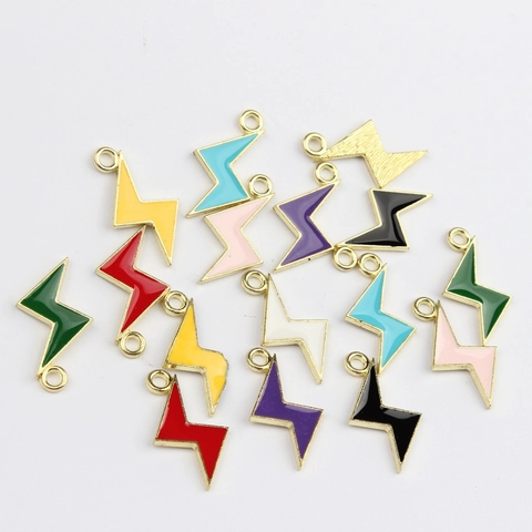 Colorful Zinc Alloy Lightning Bolt Enameled Pendants DIY Jewelry Making Earring Necklace Charms Accessories For Men Women