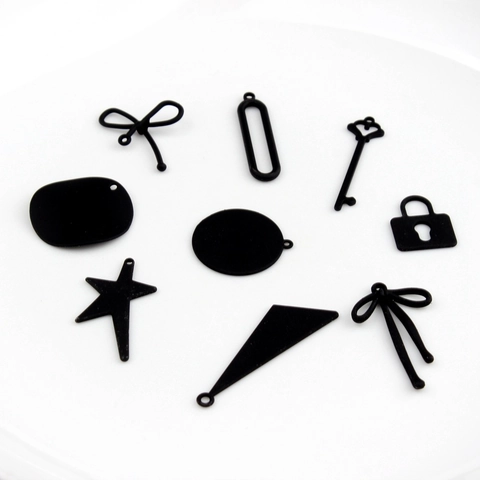 Matte Black Zinc Alloy Geometric Pendants For DIY Earring Jewelry Making Heart Star Key Lock Charms Handcrafted Finding