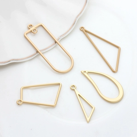 Alloy Geometric Hollow Frame Pendants For DIY Jewelry Making Gold Earring Necklace Connectors Modern Minimalist Jewelry Parts