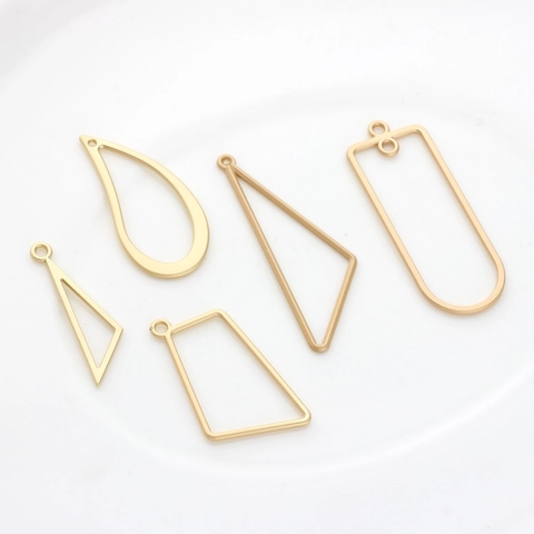 Alloy Geometric Hollow Frame Pendants For DIY Jewelry Making Gold Earring Necklace Connectors Modern Minimalist Jewelry Parts