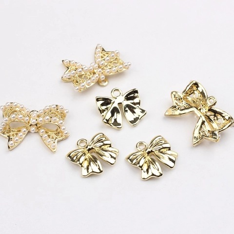 Colgante de Lazo de Aleación Accesorios de Joyería DIY para Pendientes Lazo Dorado para Creación de Collares Pulseras Joyería Mujer