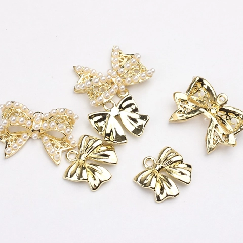 Colgante de Lazo de Aleación Accesorios de Joyería DIY para Pendientes Lazo Dorado para Creación de Collares Pulseras Joyería Mujer