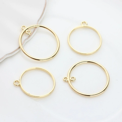 Minimalist Zinc Alloy Hollow Circle Pendants Gold Electroplated Round Frame For DIY Earring Bracelet Jewelry Making Accessories