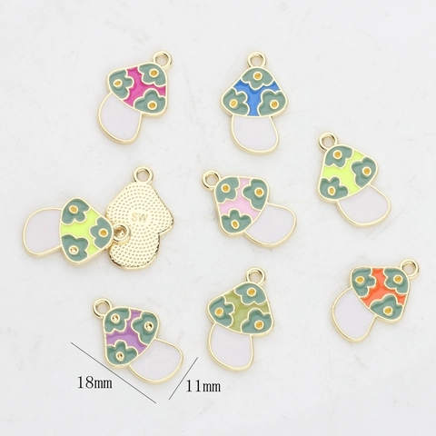 Lindos Dijes de Seta de Esmalte Con Patrón de Flores Aleación Chapada en Oro Mini Colgantes para Creación de Joyas DIY Pendientes