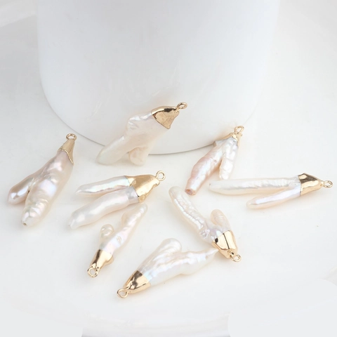 Ciondolo in Perla Artificial Barocca a Forma di Ramo Irregolare Con Passante in Metallo Dorato Per Creazione di Gioielli Fai da te Donna Collana Orecchini Accessorio