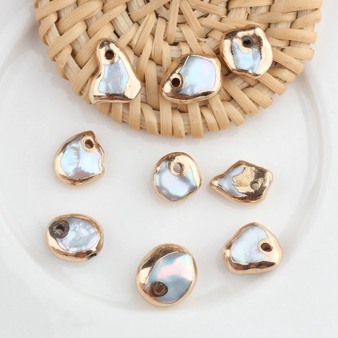 Irregular Baroque Natural Freshwater Pearl Beads With Metal Edging For DIY Necklace Bracelet Earring Jewelry Findings